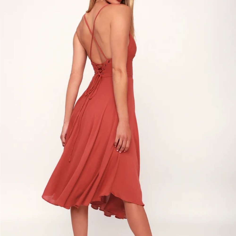 Lulu's Orange Sundress Spaghetti Strap Backless